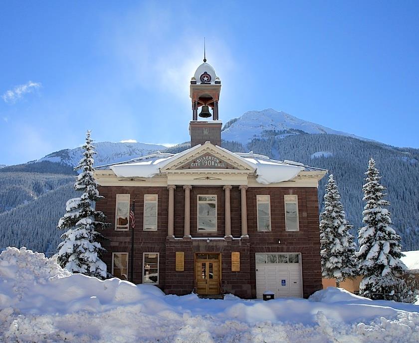 Silverton Town Hall in the winter