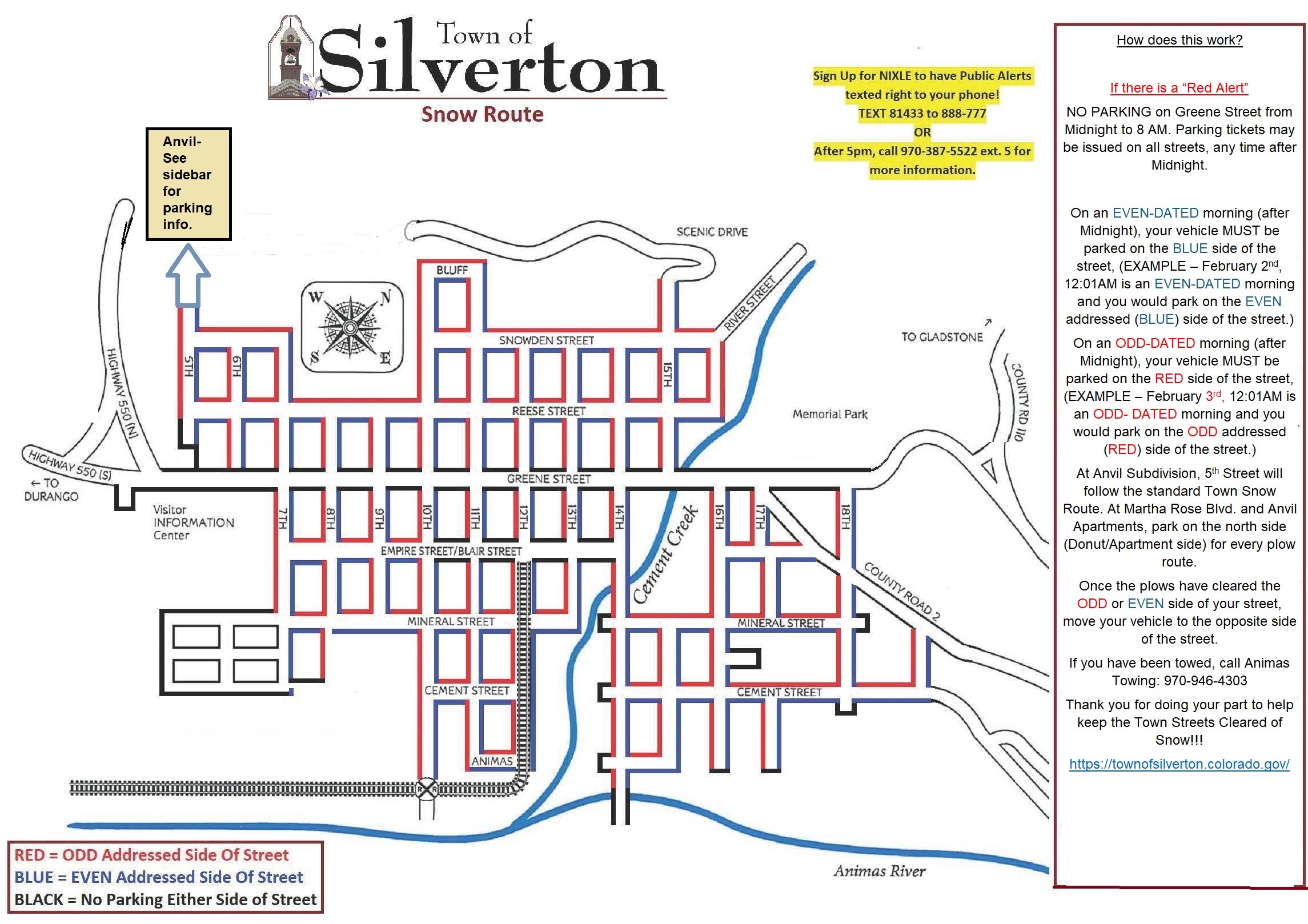 Town of Silverton Snow Route Map